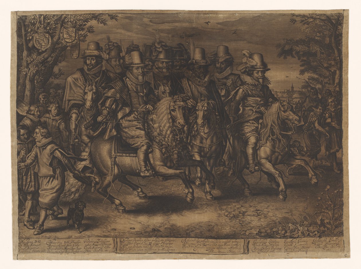 Procissão equestre dos seis príncipes da casa de Orange-Nassau de Willem Jacobsz Delff