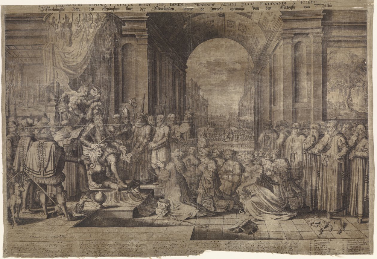 Tirania de Alva
Ilustração do estado miserável dos Países Baixos sob a cruel tirania do Duque de Alba (título sobre o objecto)
Delineatio deplorati status belgy sub immensa tirannide Albani ducis Fernandi a Toledo (título sobre o objecto) de Willem Jacobsz Delff