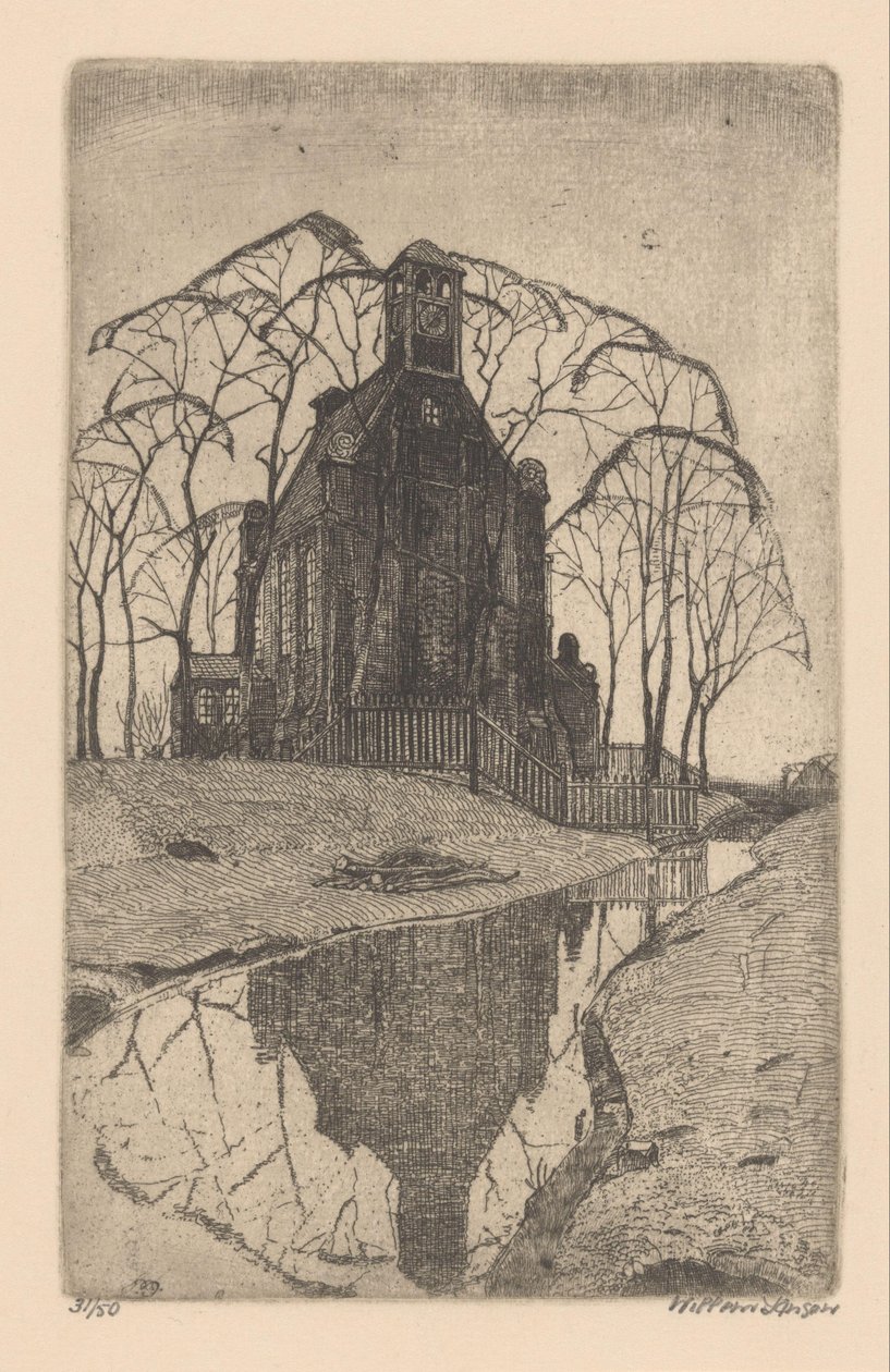 igreja da vila de Willem Jansen (graveur) (signed by artist)