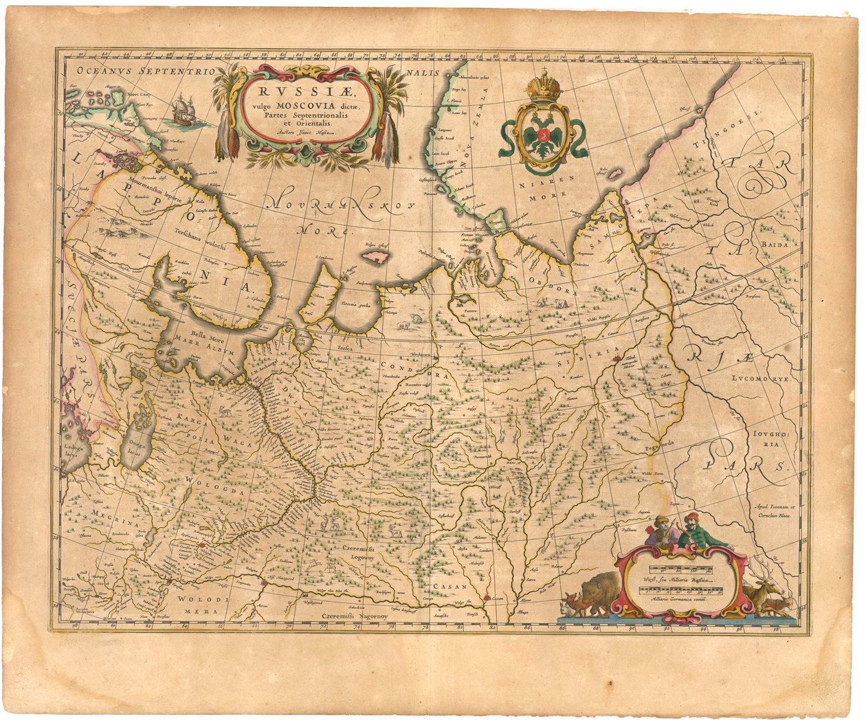 Mapa da Rússia a partir de: Velho Mundo ..., 1645 de Willem Janszoon Blaeu