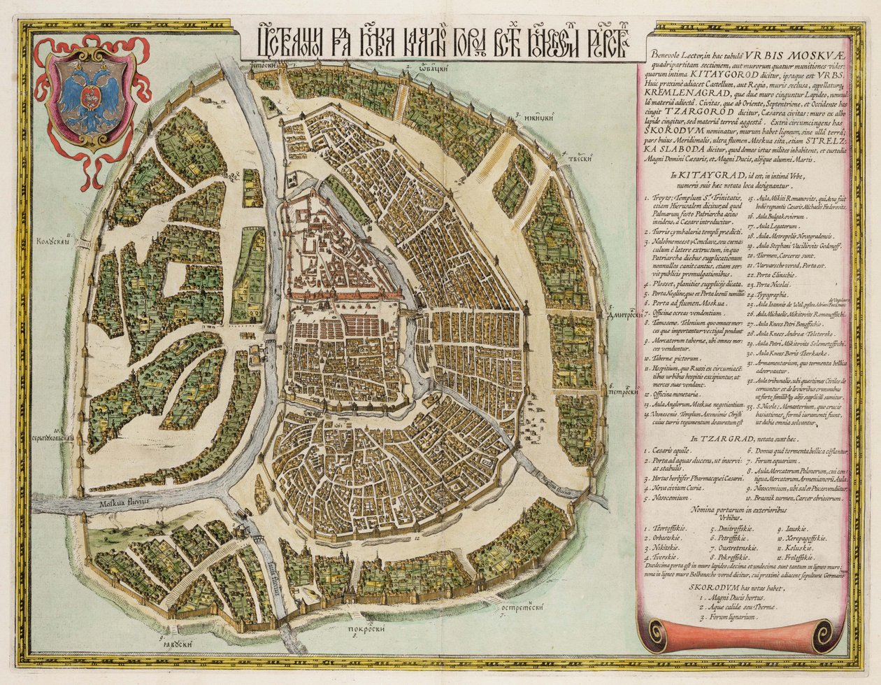 Mapa do Kremlin de Moscou do século 16 Castellum Urbis Moskvae, 1662 de Willem Janszoon Blaeu
