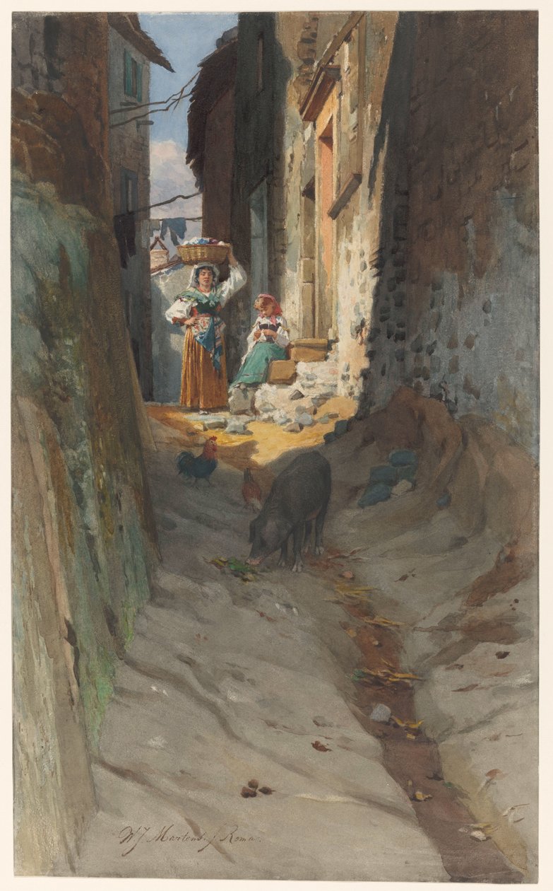 Vista de uma pequena rua em Rocca di Papa de Willem Johann Martens