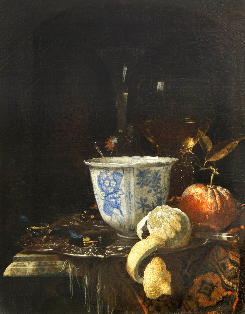 "Nature morte au bol de porcelaine chinoise" (Natureza morta ao bol de porcelana chinesa) Peinture de Willem Kalf (1619-1693) Óleo sobre tela, 52,5x41,8 - Fondation Custodia de Willem Kalf