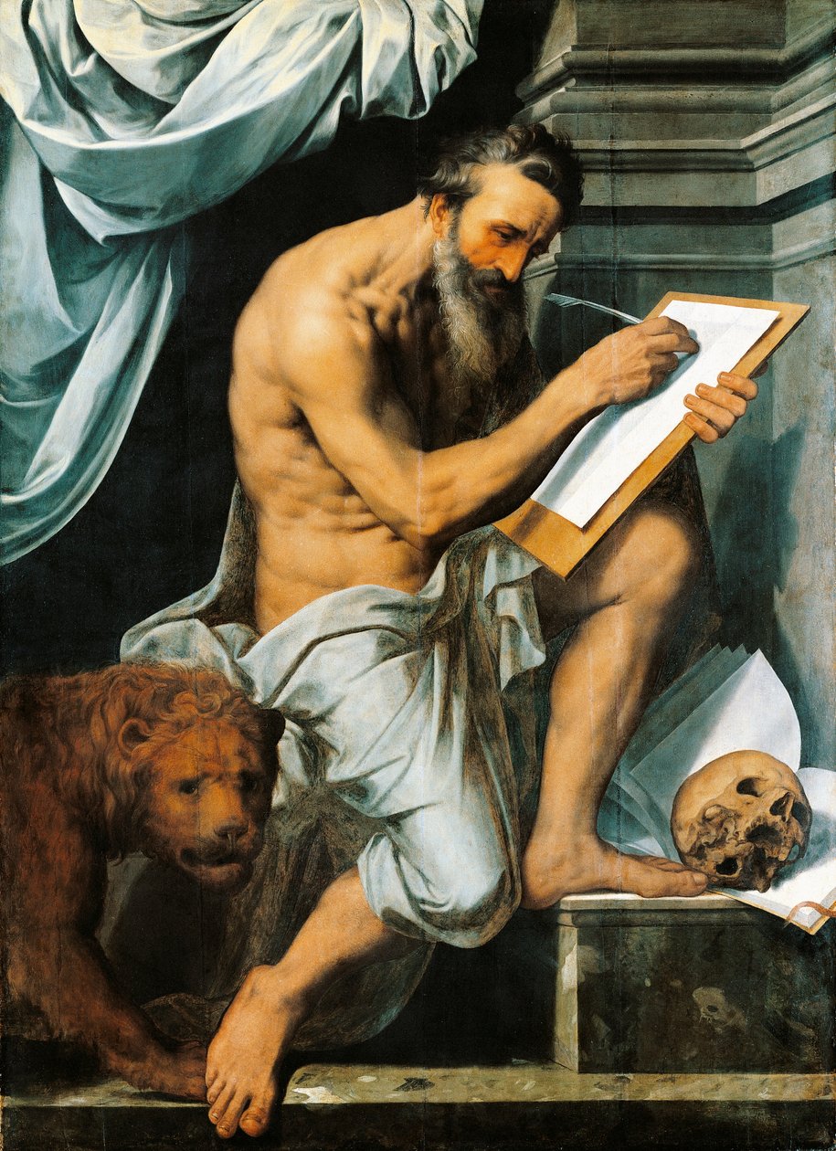 St. Jerome (óleo sobre painel de carvalho) de Willem Key