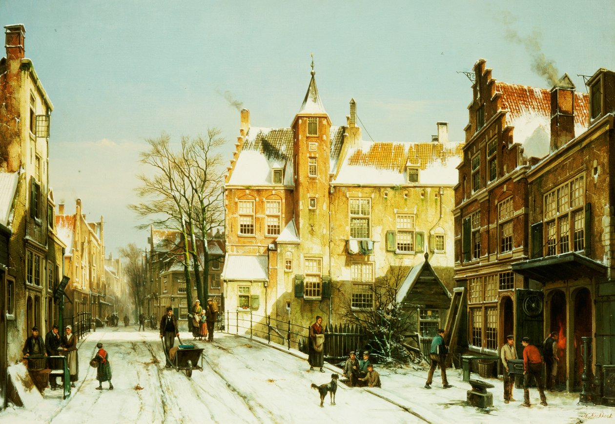 Uma vila holandesa no inverno de Willem Koekkoek