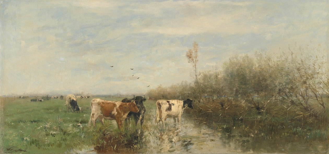 Vacas em um prado encharcado de Willem Maris