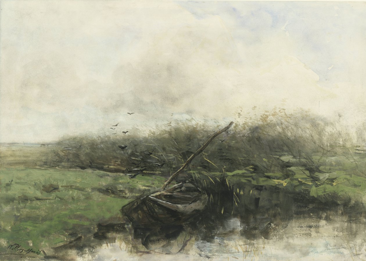 Barco a remos numa vala de Willem Maris