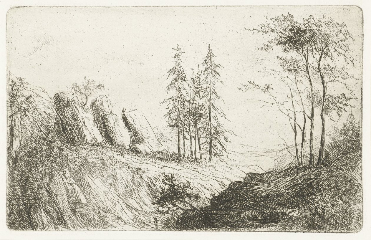 Paisagem montanhosa com árvores de Willem Matthias Jan van Dielen