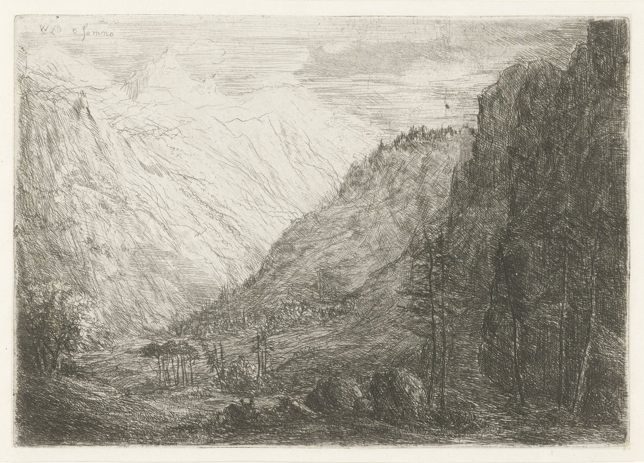 Vista do vale da montanha de Willem Matthias Jan van Dielen