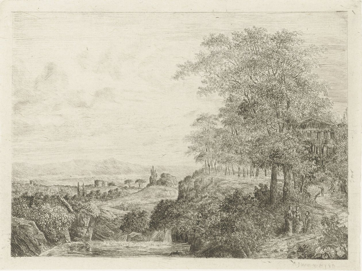 Paisagem do sul com templo e figuras de Willem Matthias Jan van Dielen