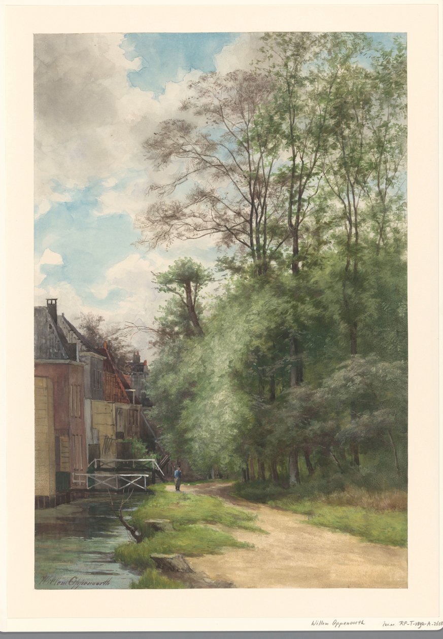 Vista ao longo da vala perto do Bezuidenhout, no Haagse Bos de Willem Oppenoorth
