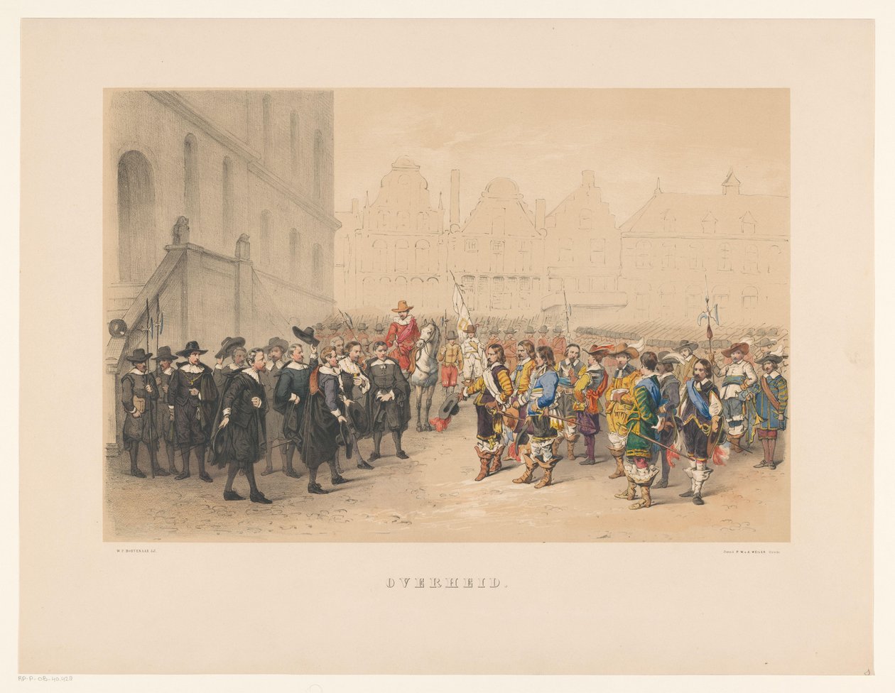 Terceiro grupo de máscaras de Utrecht em 1856
Governo (título sobre o objecto)
A nossa pátria por volta de meados do século XVII, apresentada por estudantes de H.H., membros de Mutua Fides, por ocasião do 220º aniversário da Escola Secundária de Utrecht, de Willem Pieter Hoevenaar