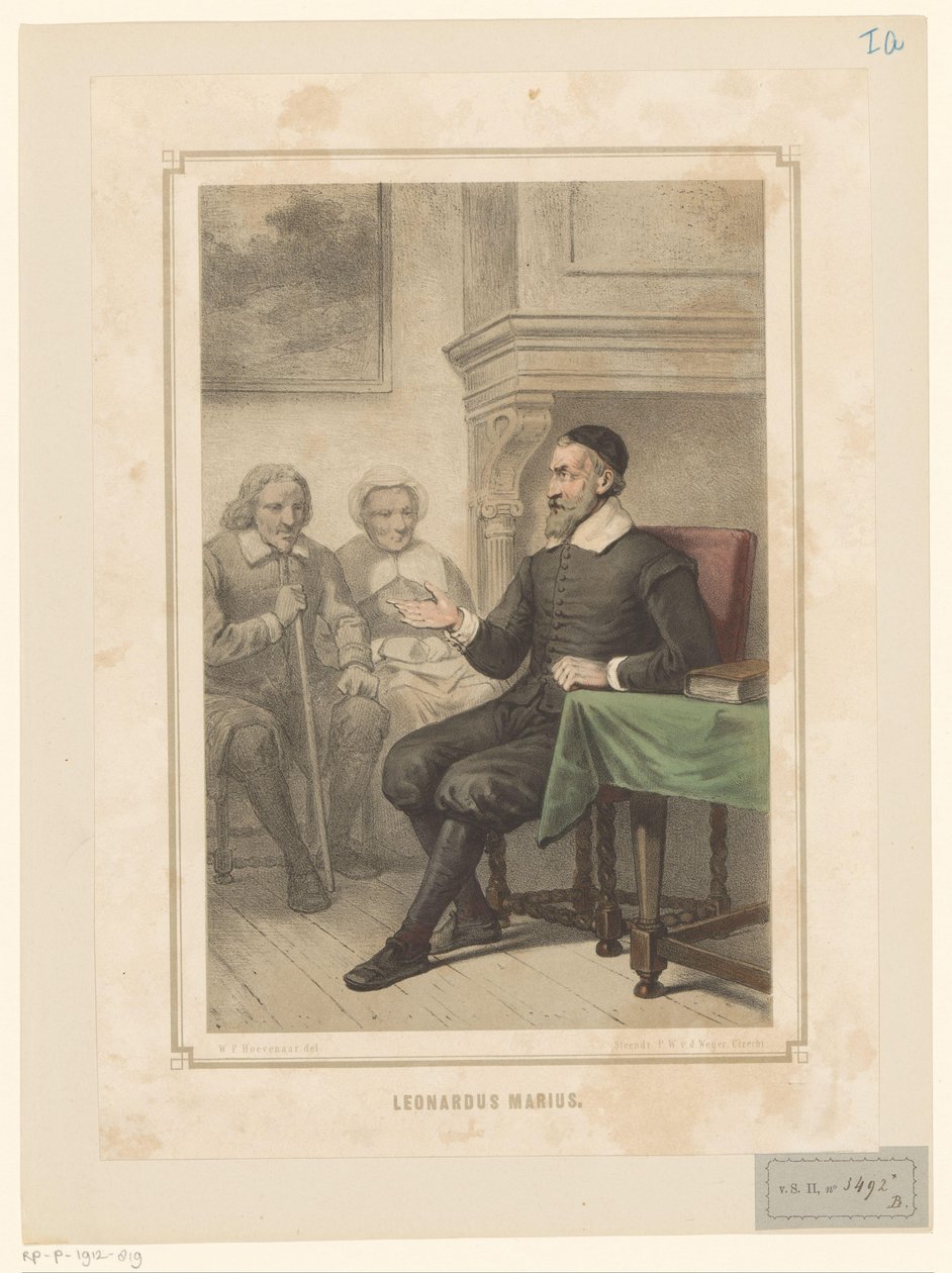 Leonardus Marius van der Goes dirige-se a um homem e a uma mulher
Leonardus Marius (título sobre o objecto) de Willem Pieter Hoevenaar