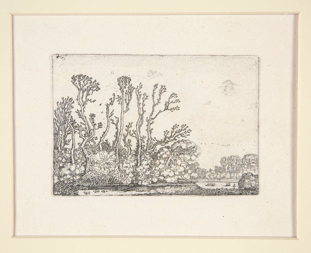 Rebanho de ovelhas perto da água, Placa 8 de The Set of the Landscapes de Willem Pietersz. Buytewech