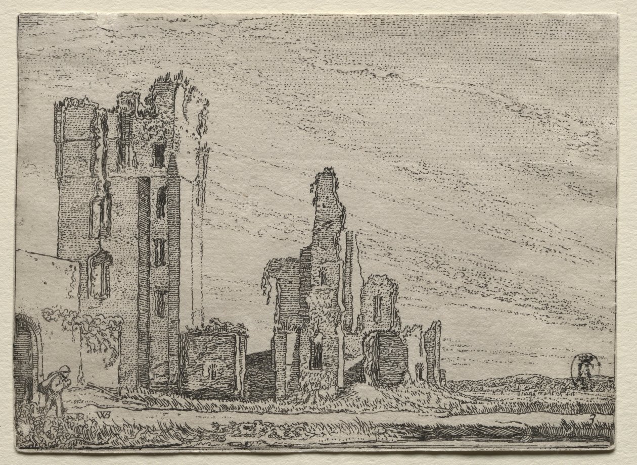 Ruínas do castelo Huys Te Kleef, perto de Haarlem, c. 1616 de Willem Pietersz Buytewech