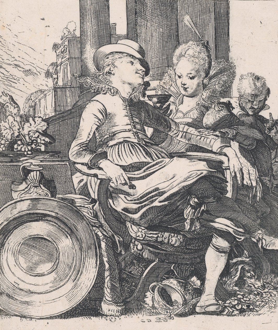 O Casal Apaixonado: Lucelle e Ascagnes, 1616. de Willem Pietersz. Buytewech