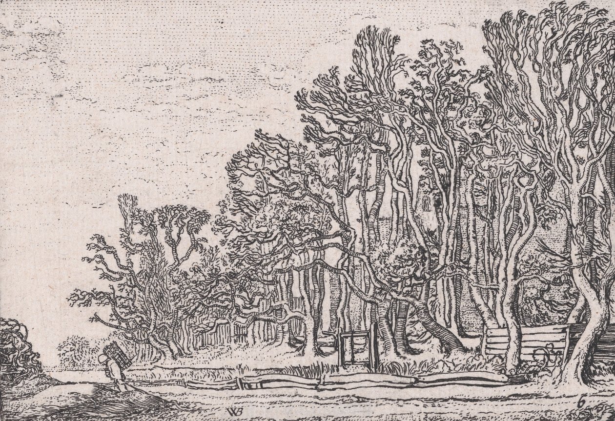 Duas Sebes de Prancha, de Verscheyden Landtschapjes Várias Pequenas Paisagens, Placa 6,..., ca. 1616. de Willem Pietersz. Buytewech