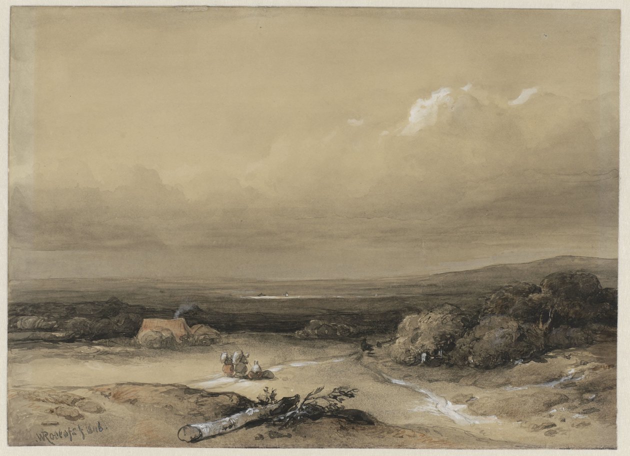 Paisagem de Willem Roelofs (I) (signed by artist)