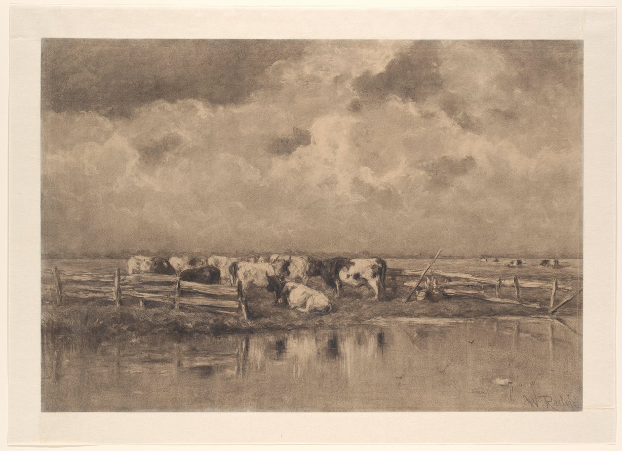 Dobra de leite no Schie de Willem Roelofs (I) (signed by artist)