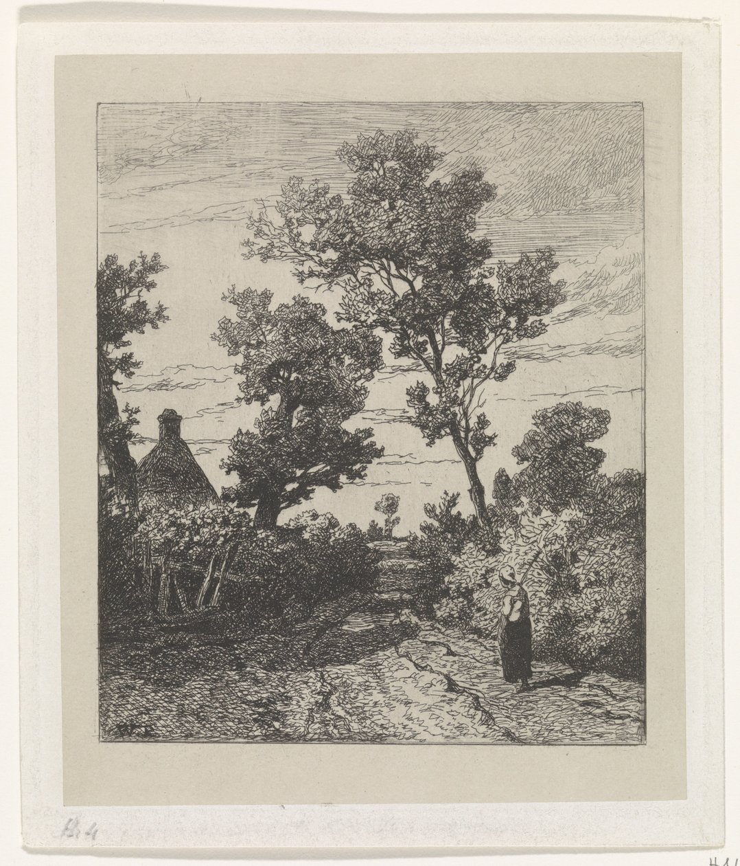 Agricultor em uma estrada rural de Willem Roelofs (I)