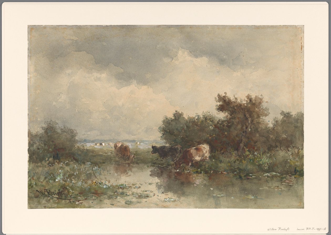 Três vacas num tanque de Willem Roelofs (I)