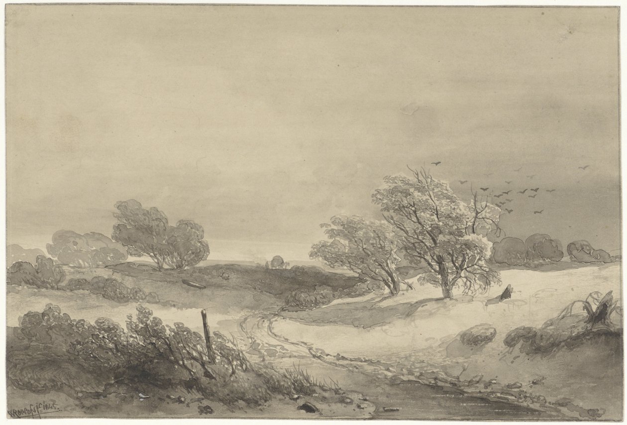Paisagem dunar em tempo sombrio de Willem Roelofs (I)