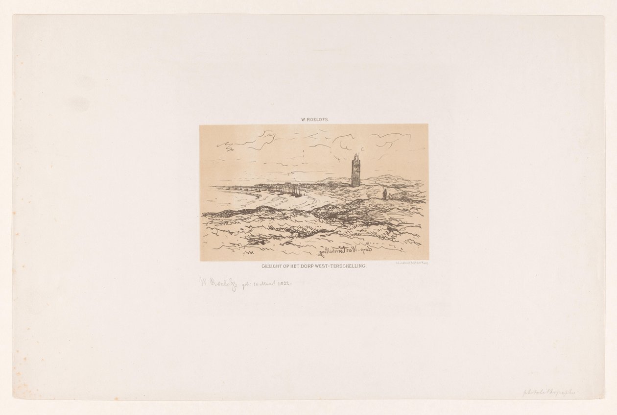 Vista da vila de West-Terschelling (título no objeto) de Willem Roelofs (I)