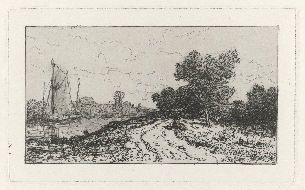 Estrada rural ao longo de um canal de Willem Roelofs (I)