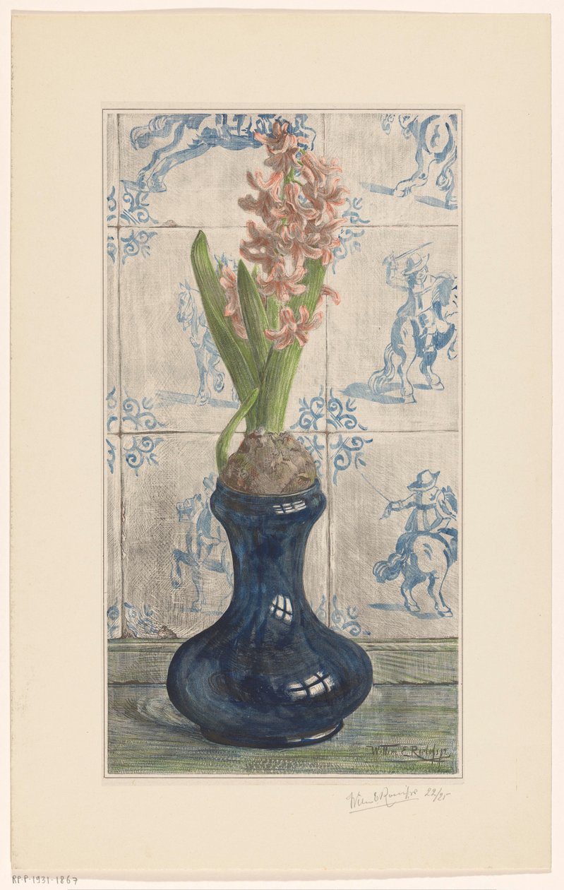 Jacinto num vaso de vidro de Willem Roelofs (II) (signed by artist)