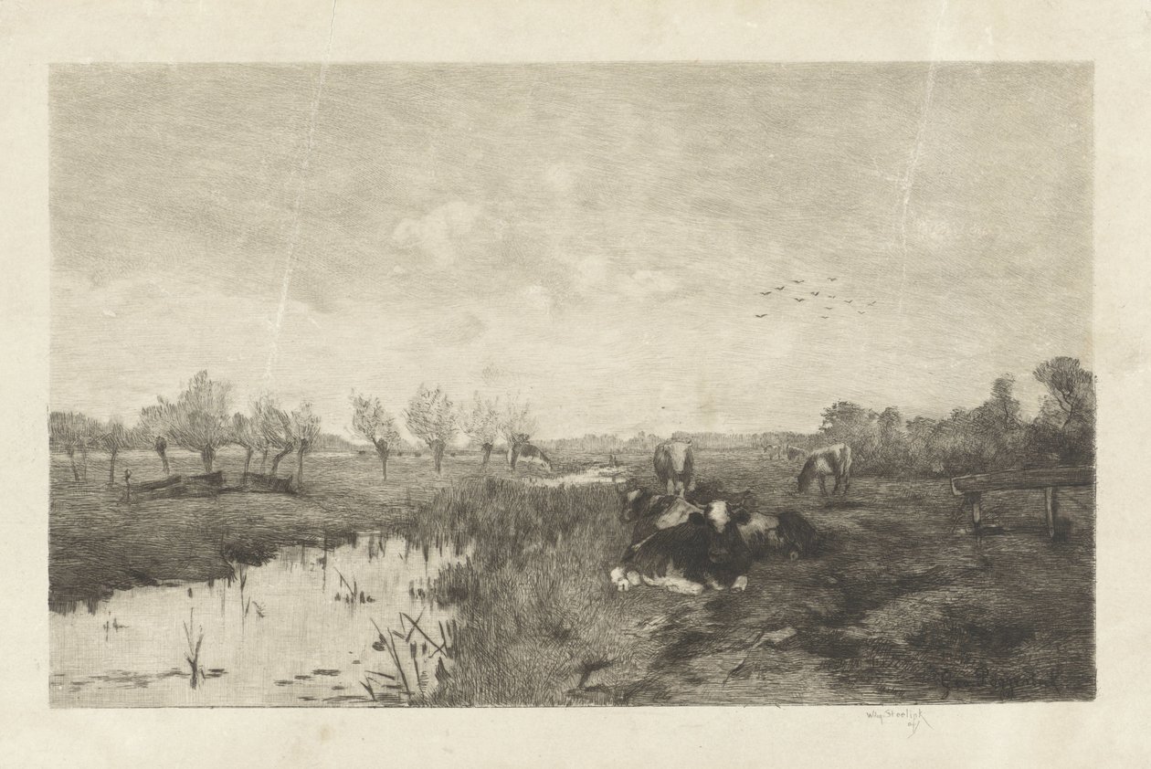 Paisagem de pasta com vacas de Willem Steelink (II)