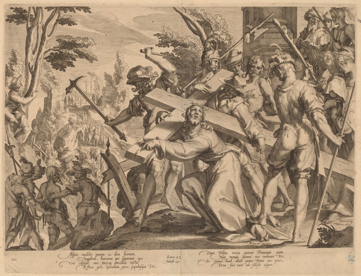 Cristo carregando a cruz de Willem Swanenburgh, after Joachim Anthonisz Wtewael