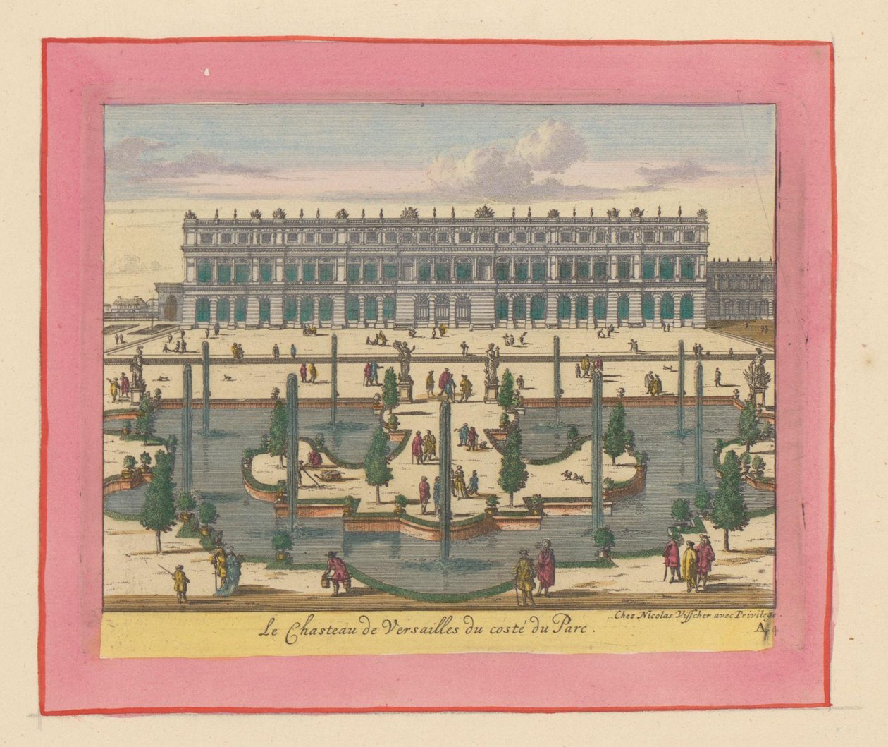 Ansicht des Palastes von Versailles von der Park- und Gartenseite de Willem Swidde