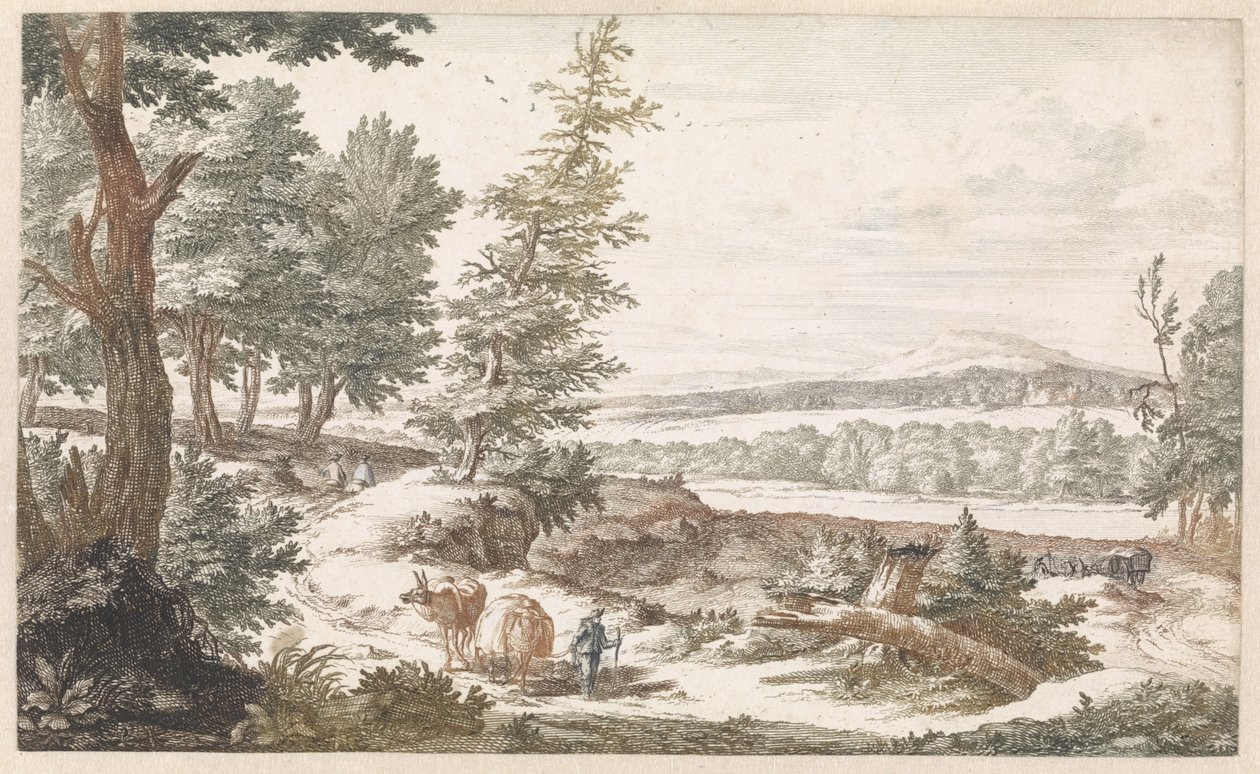 Paisagem com burros em uma estrada de Willem Swidde