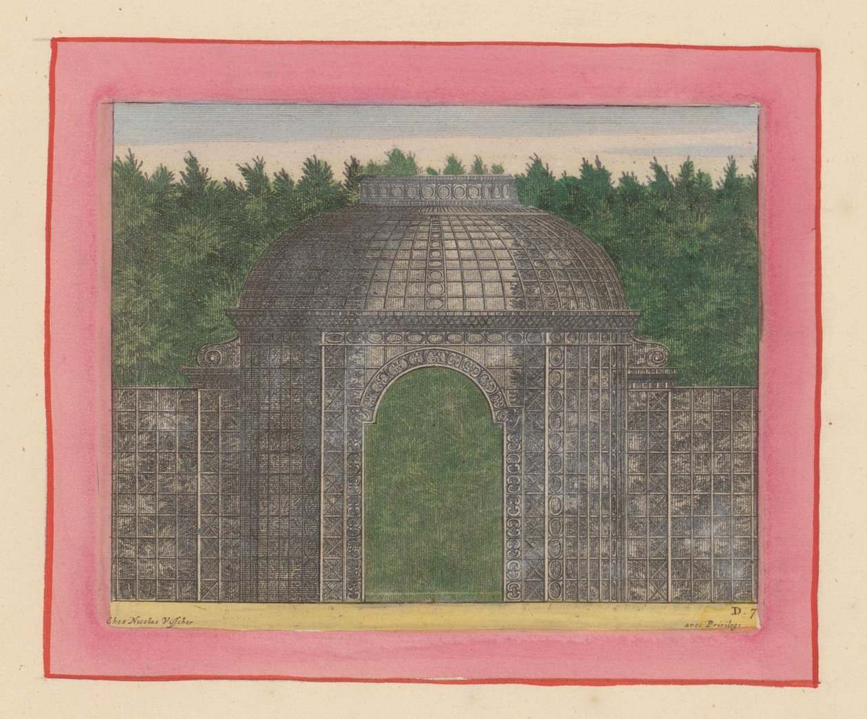 Laubengang mit Tor für eine Hecke in den Gärten von Versailles de Willem Swidde
