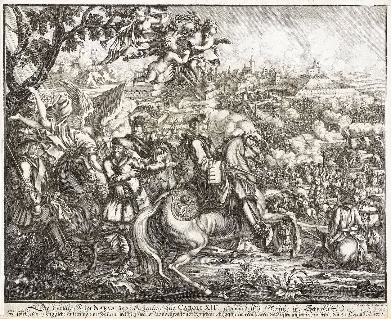 A Batalha de Narva em 19 de novembro de 1700 de Willem Swidde