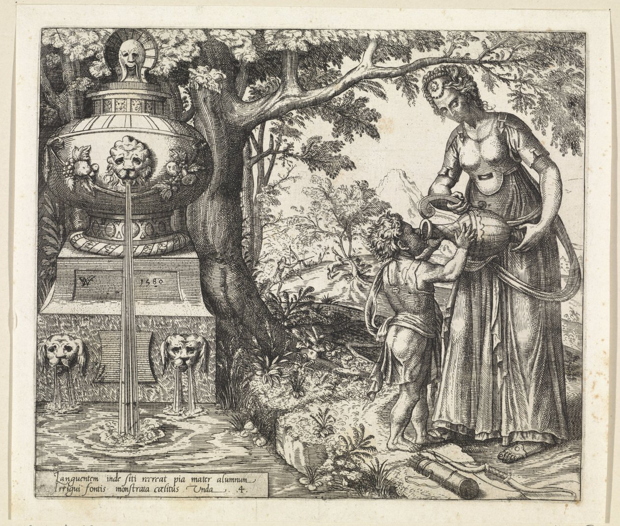 Hagar dá uma bebida a Ismael
História de Hagar e Ishmael (título da série) de Willem Thibaut