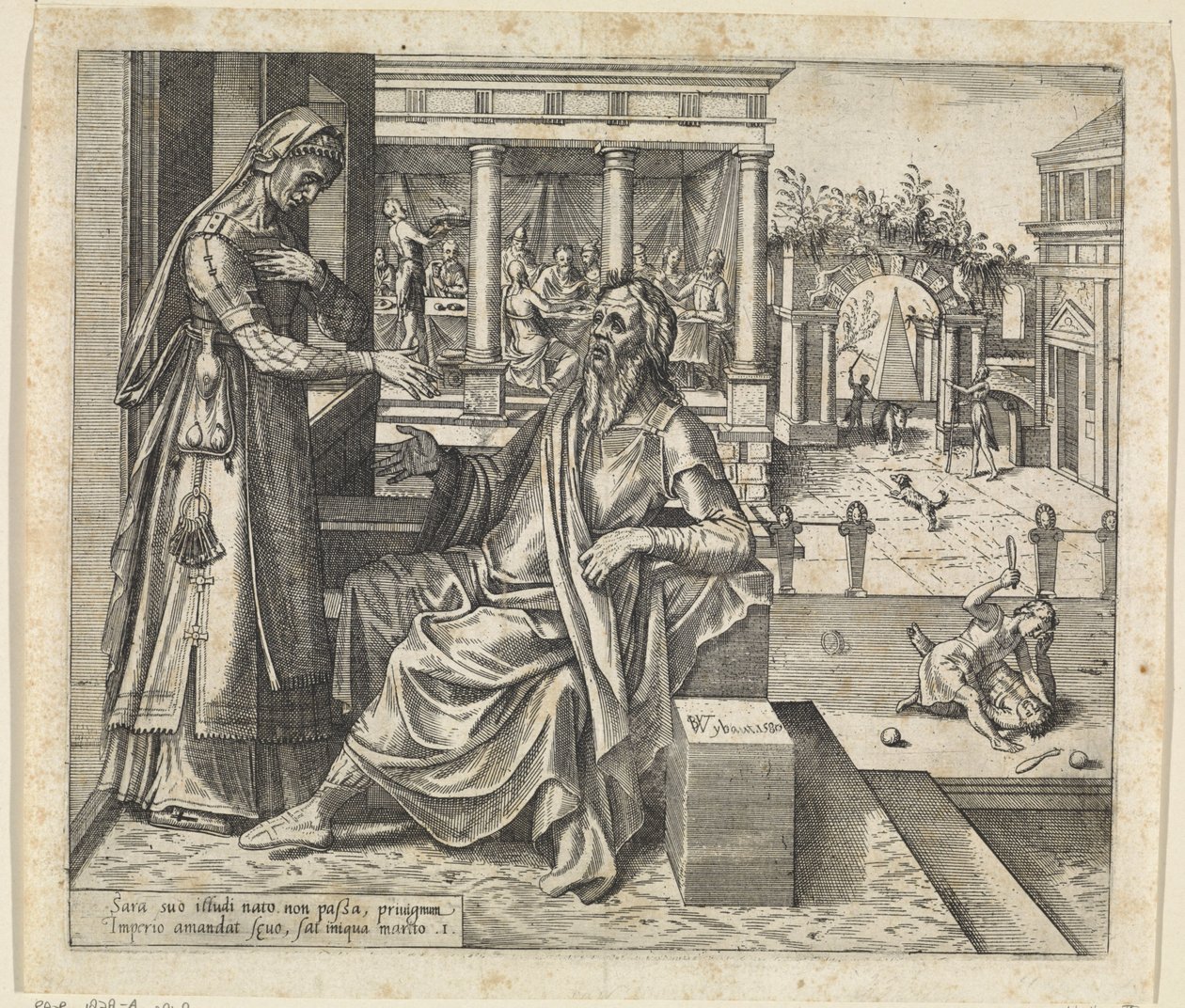 Sara pede a Abraão que envie Hagar e Ismael embora
História de Hagar e Ishmael (título da série) de Willem Thibaut