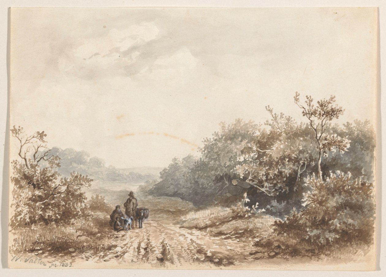 Paisagem com uma família, uma ovelha e um cão de Willem Valter Pzn