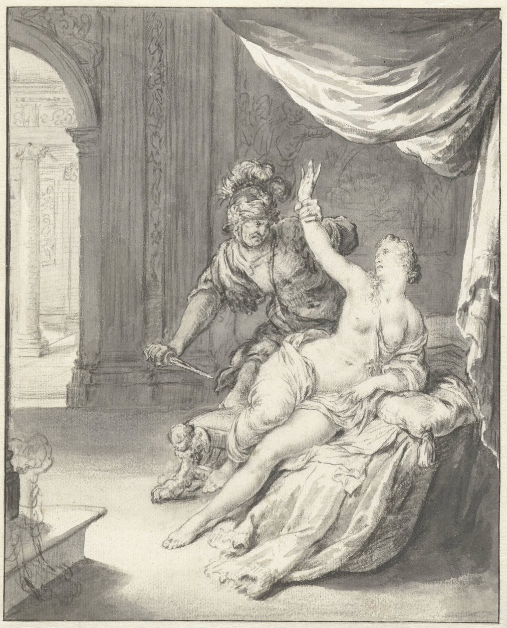 Tarquínio ameaça Lucrécia de Willem Van Mieris