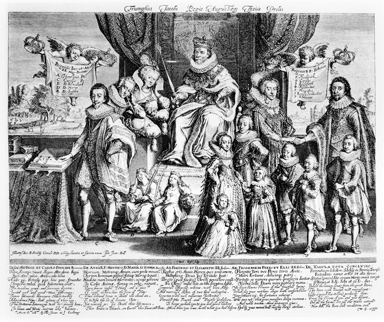 O triunfo do rei James e seus descendentes de agosto, c.1622-4 de Willem Van de Passe