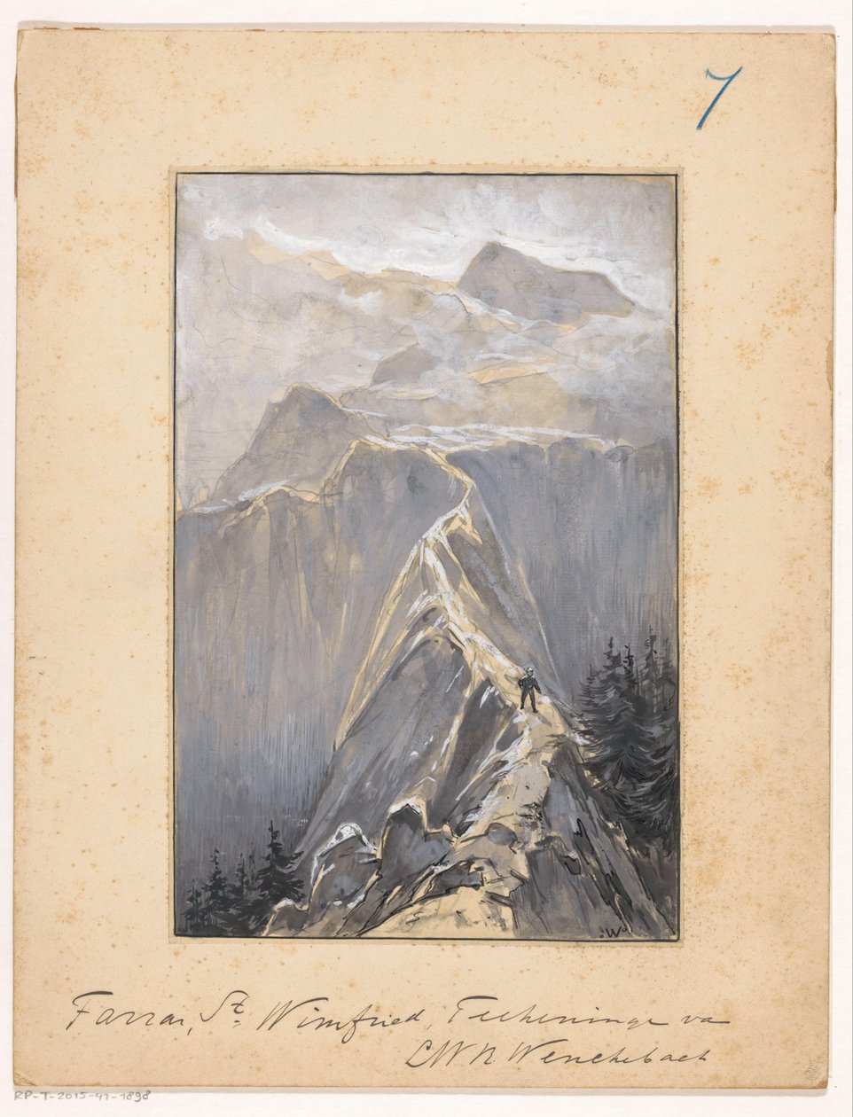Menino anda em um caminho de montanha de Ludwig Willem Reymert Wenckebach