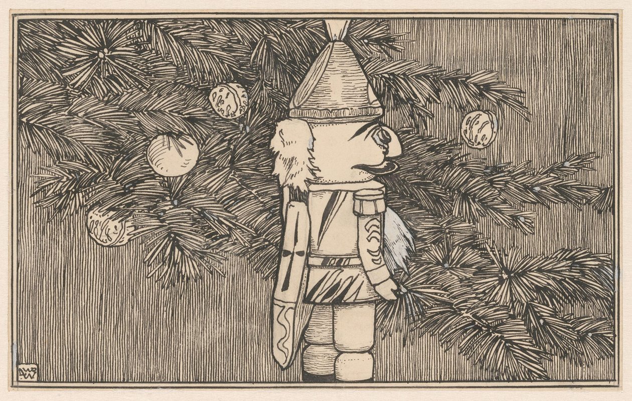 Quebra-nozes com capa de hussardo junto a uma árvore de Natal de Ludwig Willem Reymert Wenckebach