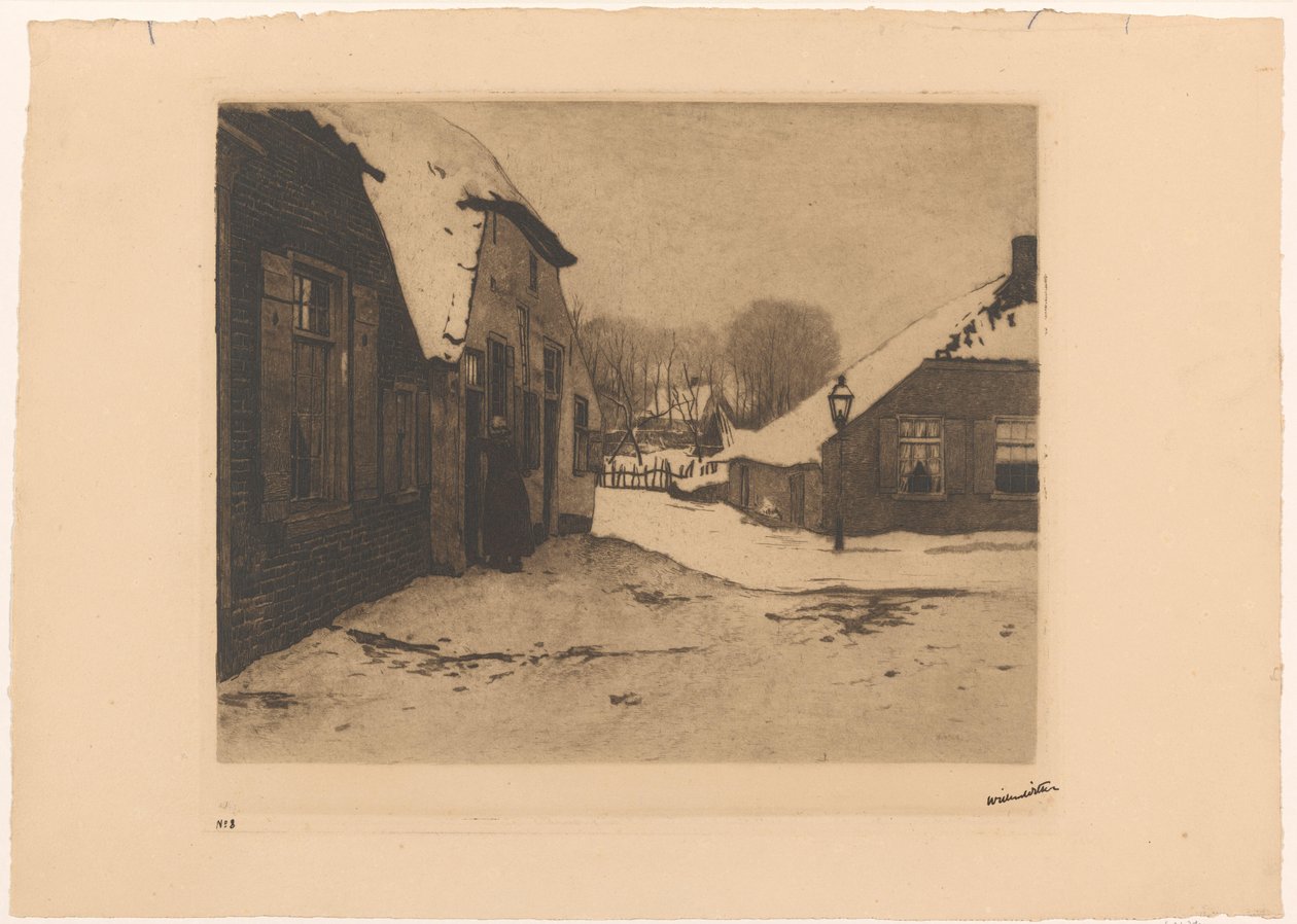 Casas cobertas de neve em Ede de Willem Witsen (signed by artist)