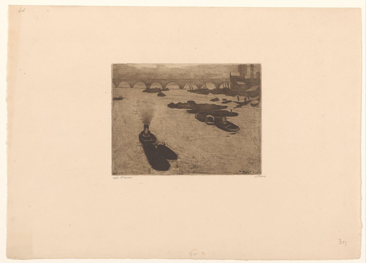 Barcos no Tamisa em Londres de Willem Witsen (signed by artist)