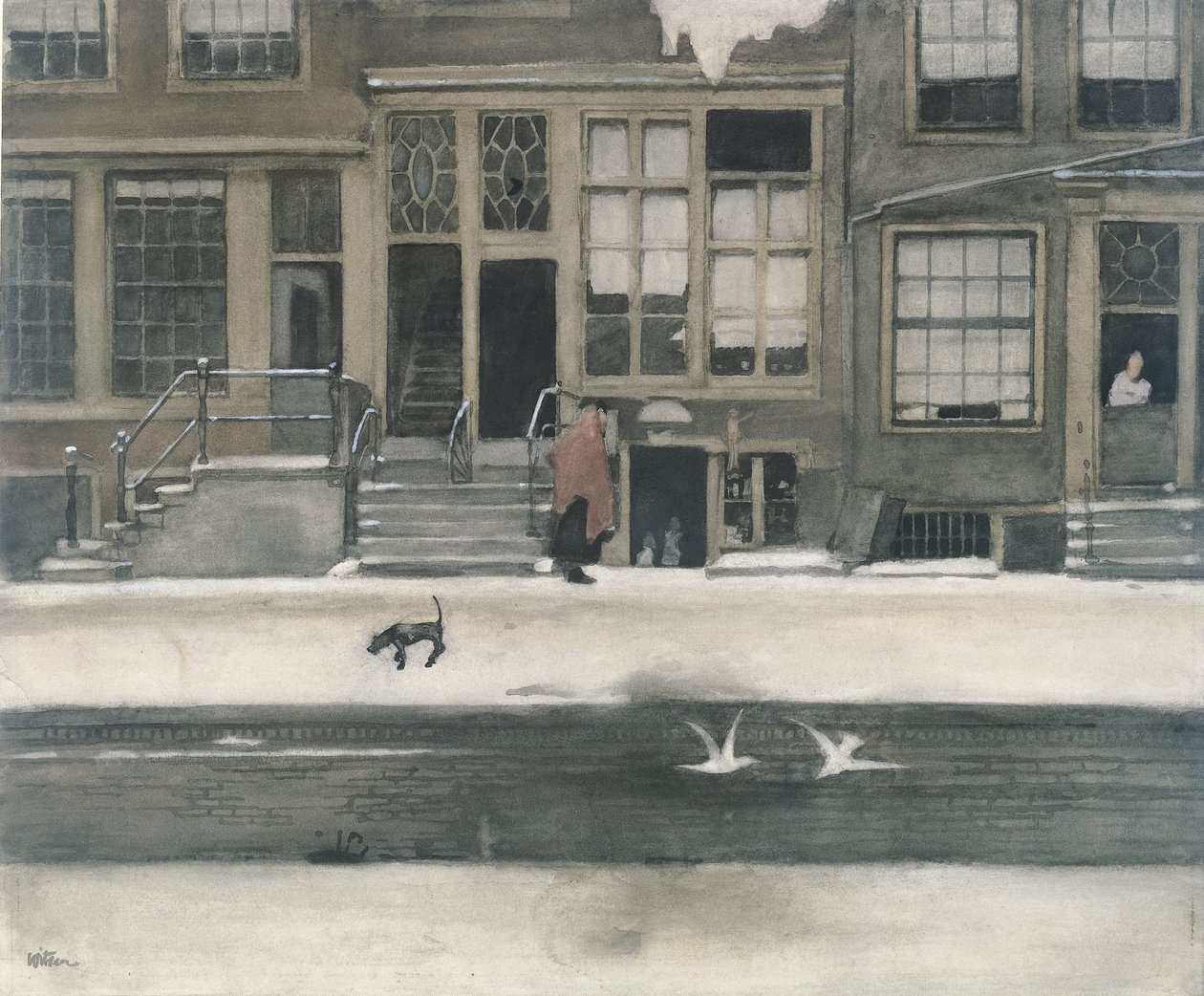 O Kromboomsloot em Amsterdã de Willem Witsen (signed by artist)