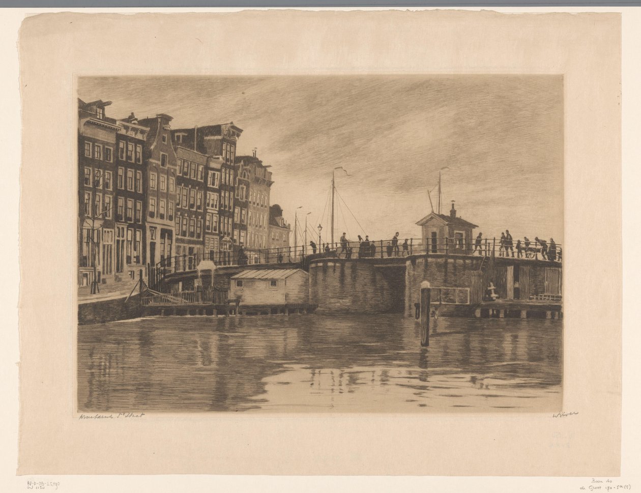 Vista do Kraansluis em Amsterdã de Willem Witsen (signed by artist)