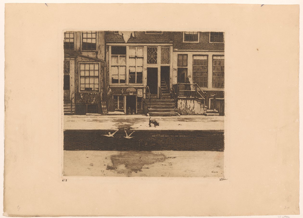Vista das casas do canal em Amsterdã de Willem Witsen (signed by artist)