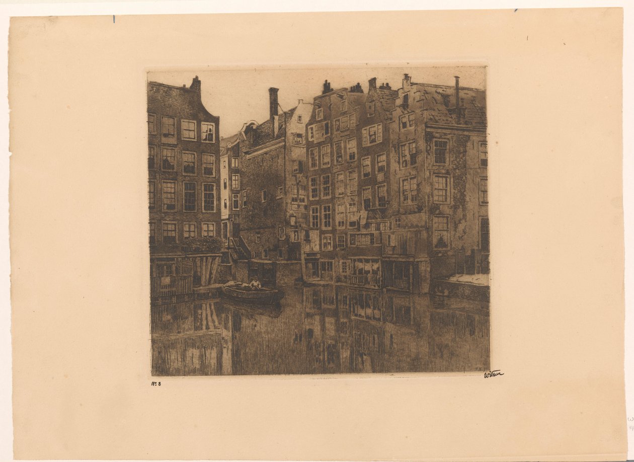 Oudezijds Voorburgwal e o Oudezijds Kolk em Amsterdão de Willem Witsen (signed by artist)