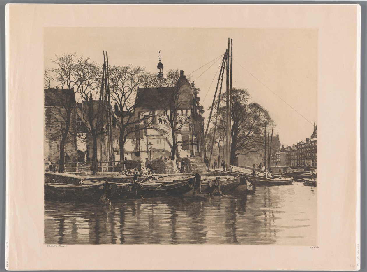 Demolição de um edifício onde Binnenkant e Prins Hendrikkade se reúnem Dentro com avaria de Willem Witsen (signed by artist)