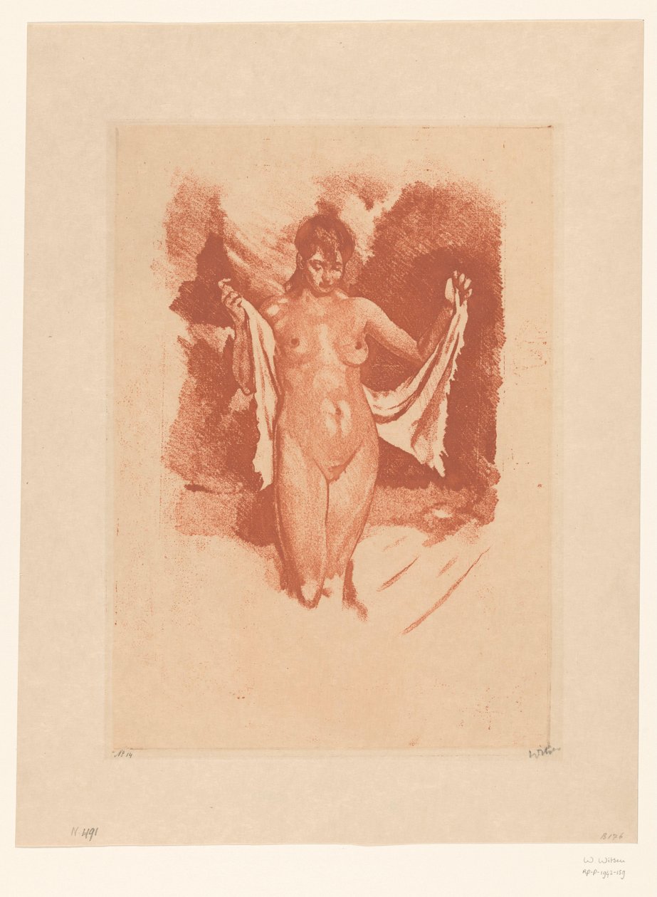 Mulher nua, em pé, a secar-se de Willem Witsen (signed by artist)